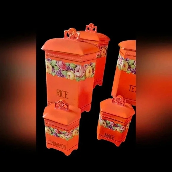 Vintage Czechoslovakia Porcelain Kitchen Canisters - 6 Small / 6 Large / 1 Salt  - Picture 5 of 16